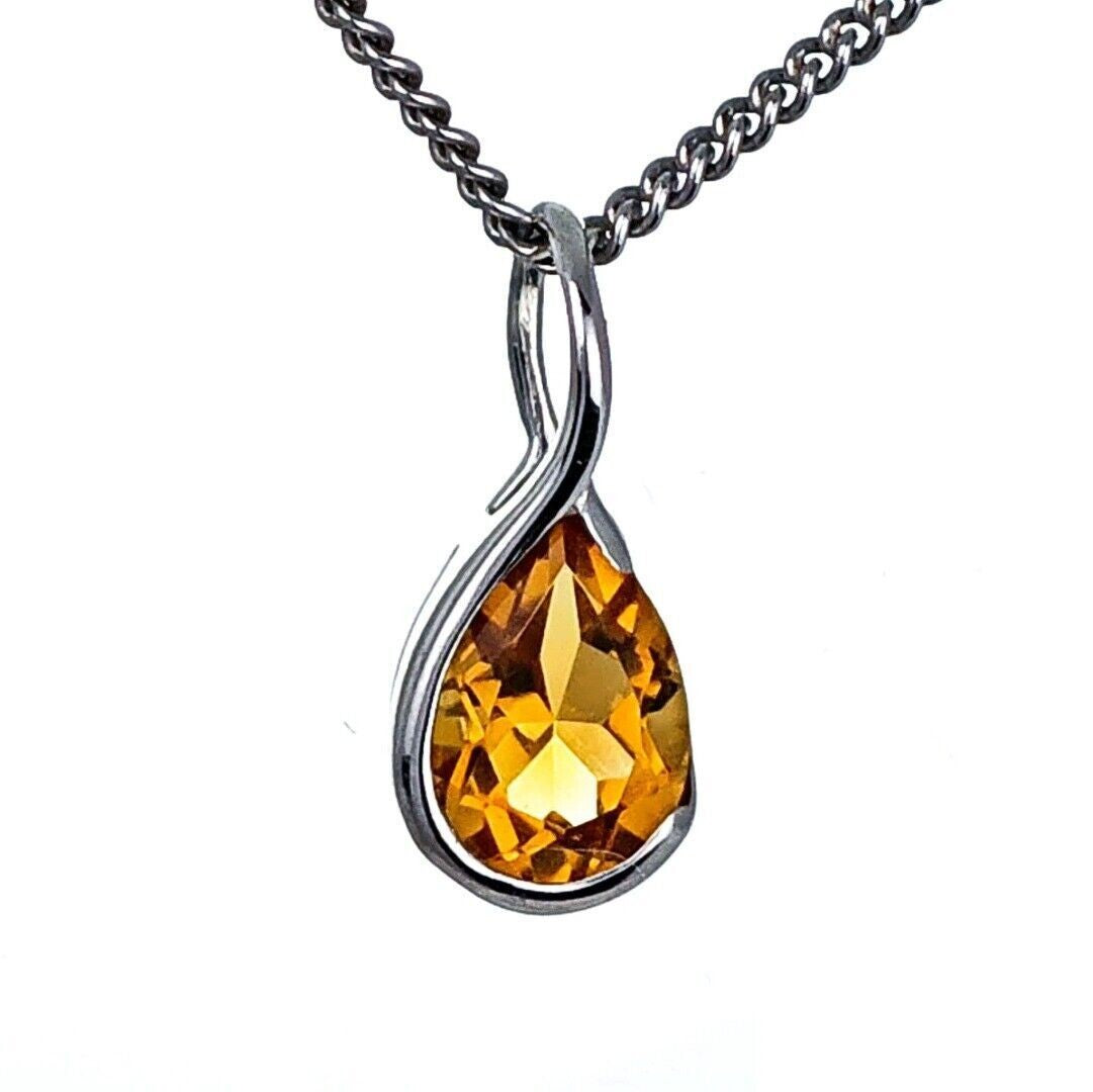 Citrine Pendant Sterling Silver Infinity Loop