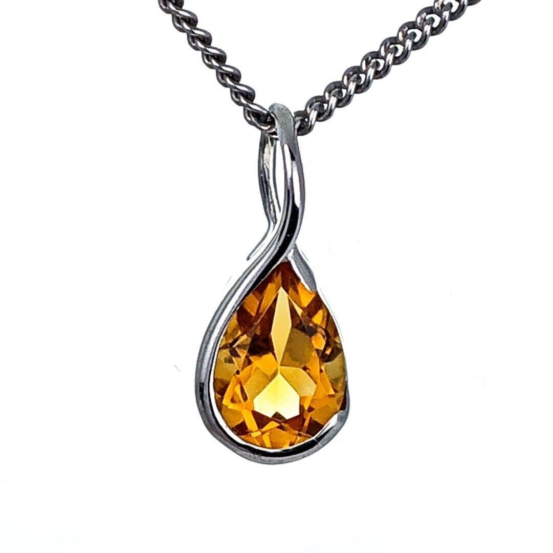 Citrine Pendant Sterling Silver Infinity Loop