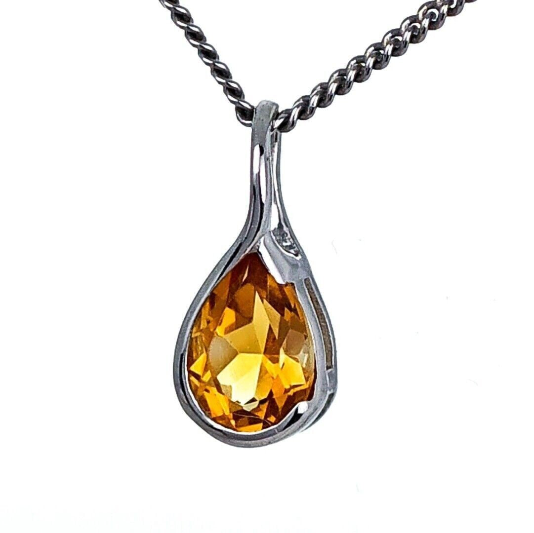 Citrine Pendant Sterling Silver Infinity Loop