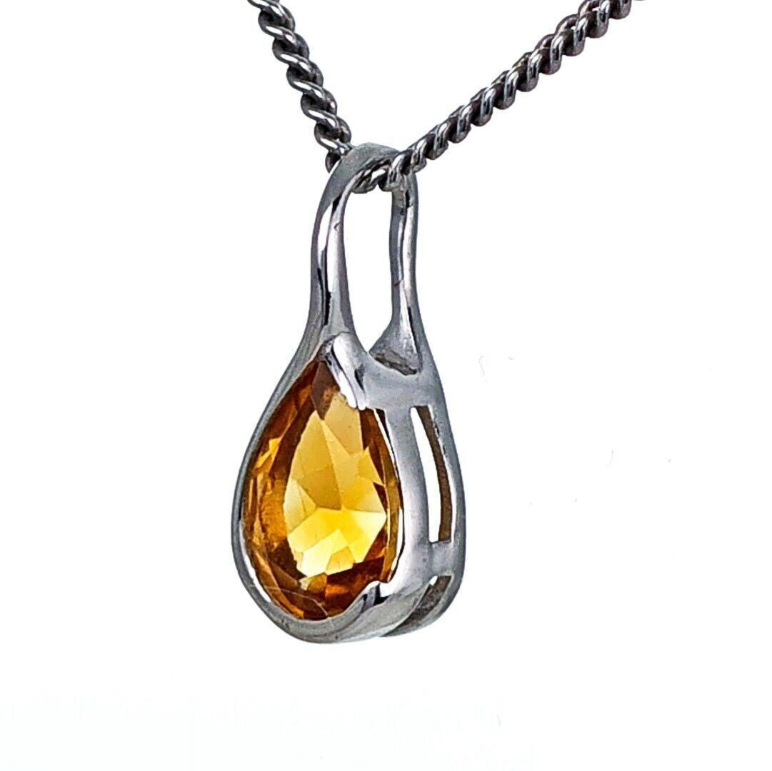 Citrine Pendant Sterling Silver Infinity Loop