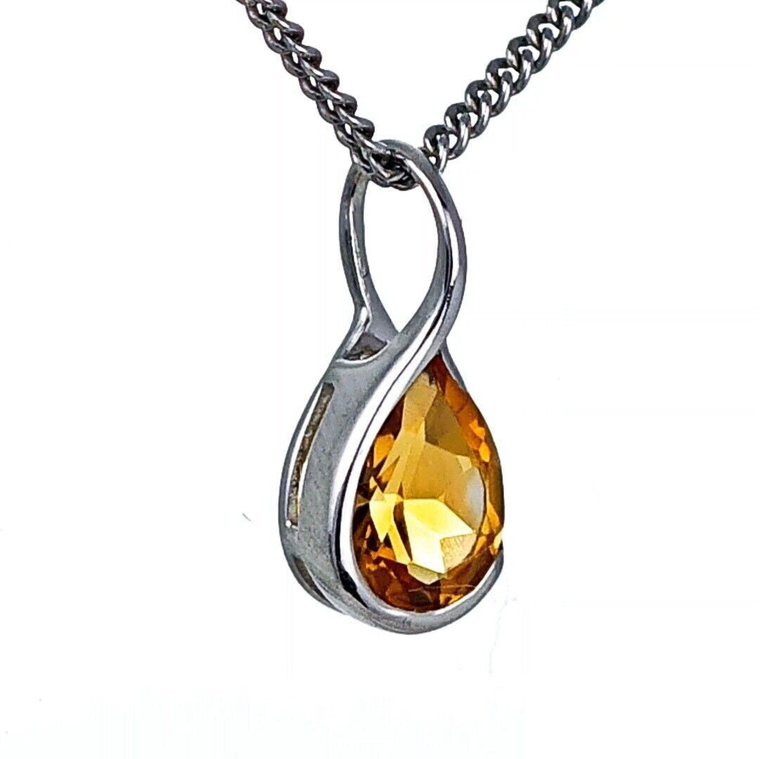 Citrine Pendant Sterling Silver Infinity Loop