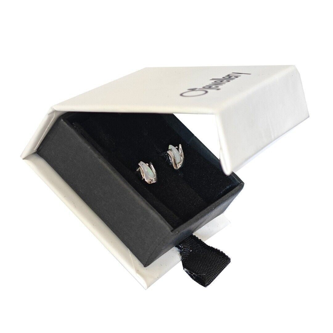 Opal Tulip Flower Earrings in Sterling Silver