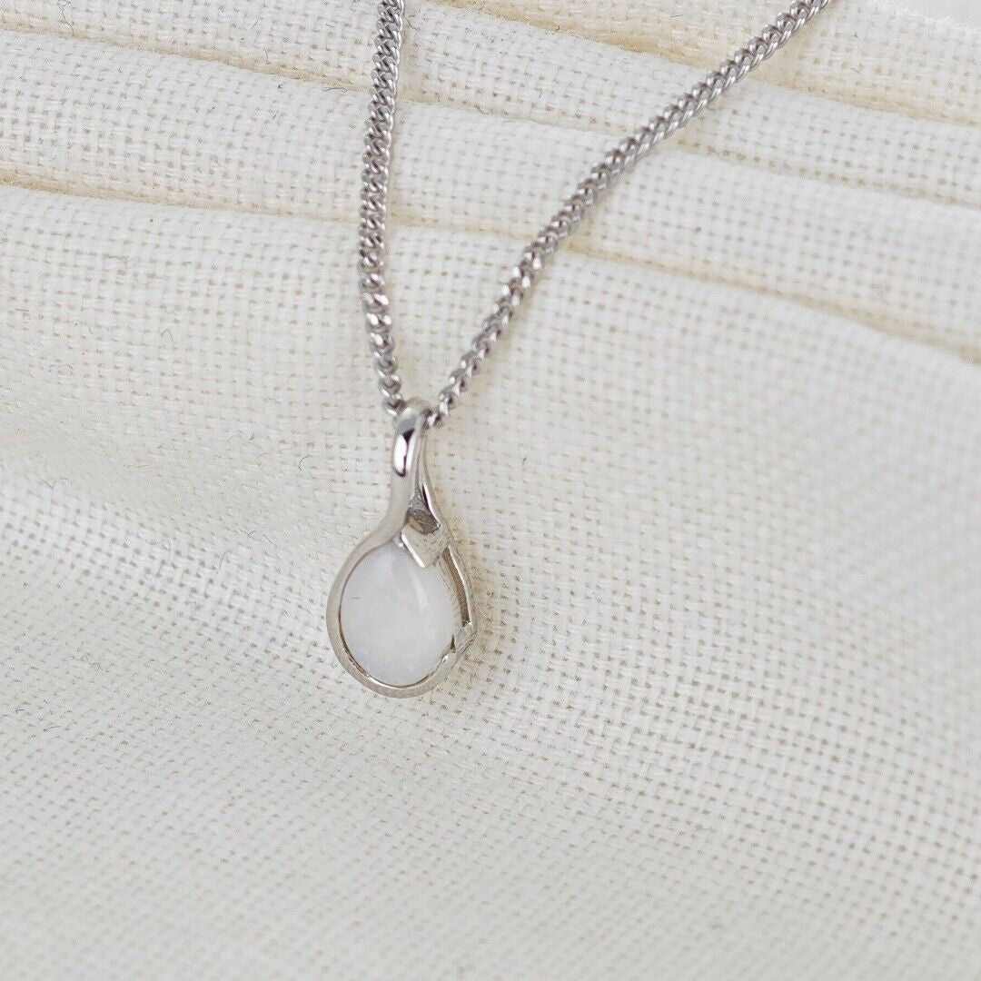 Opal Infinity Loop Necklace in Sterling Silver