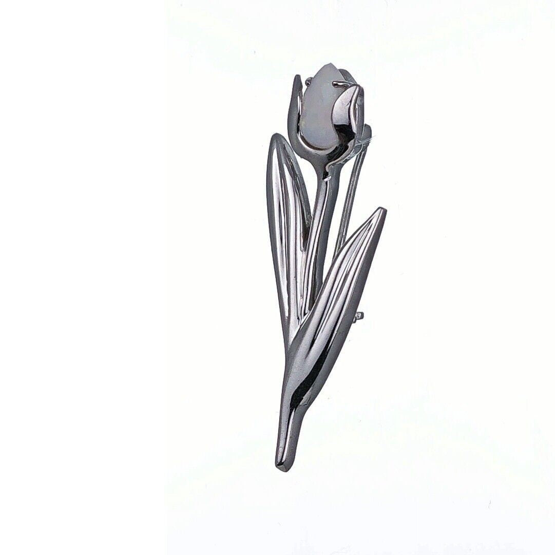Opal Tulip Brooch in Sterling Silver