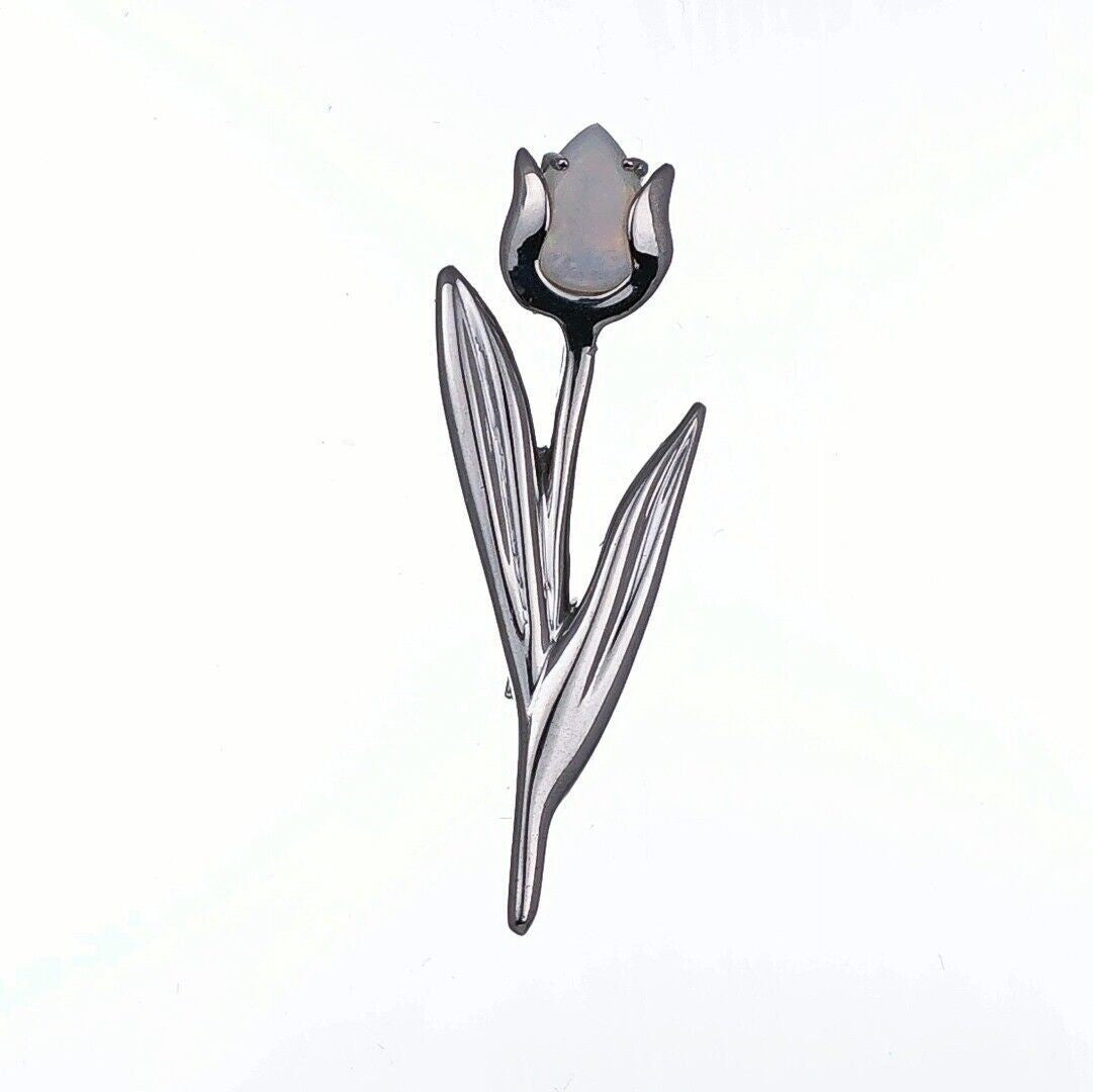 Opal Tulip Brooch in Sterling Silver