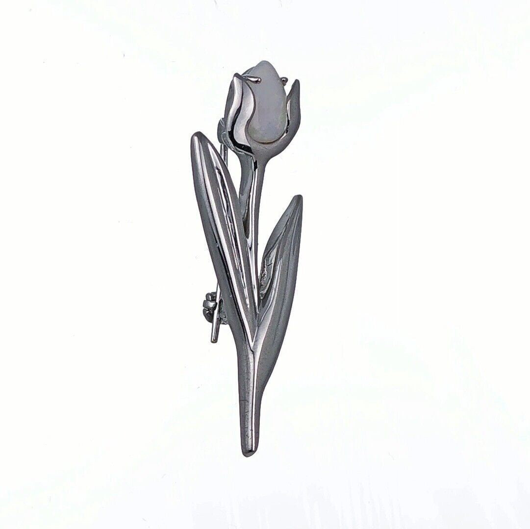 Opal Tulip Brooch in Sterling Silver