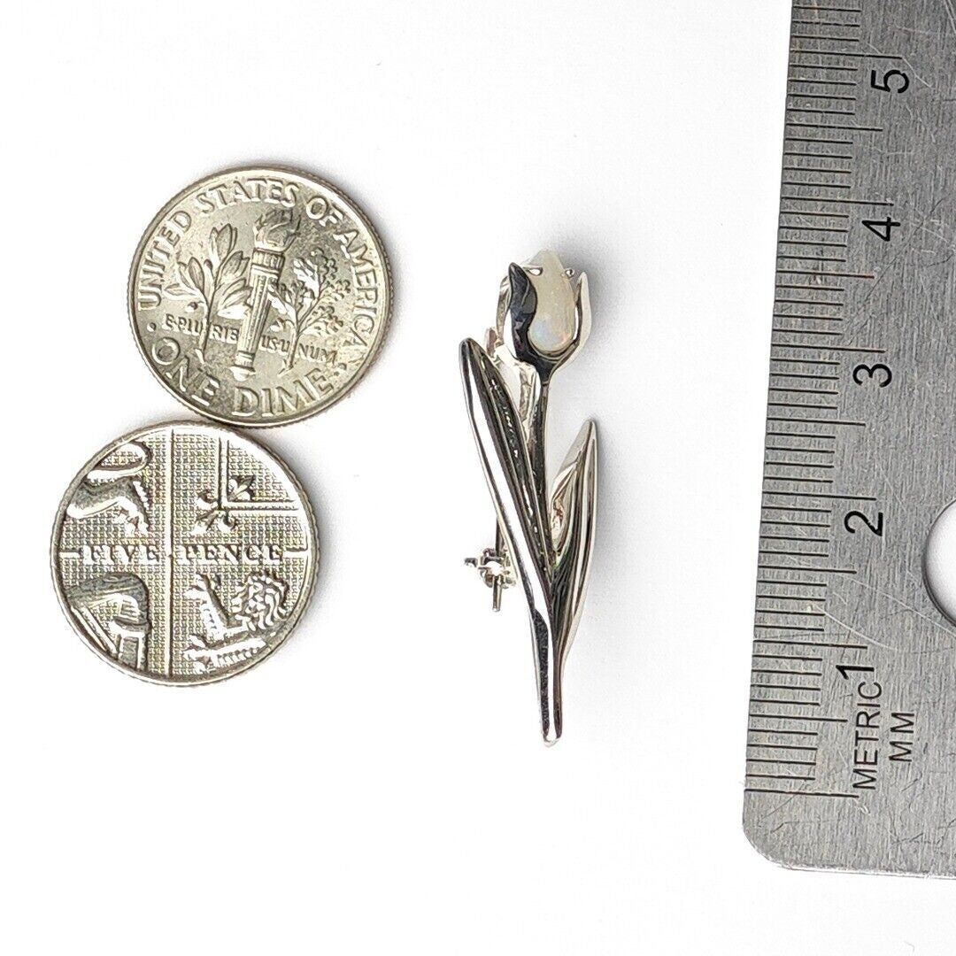 Opal Tulip Brooch in Sterling Silver