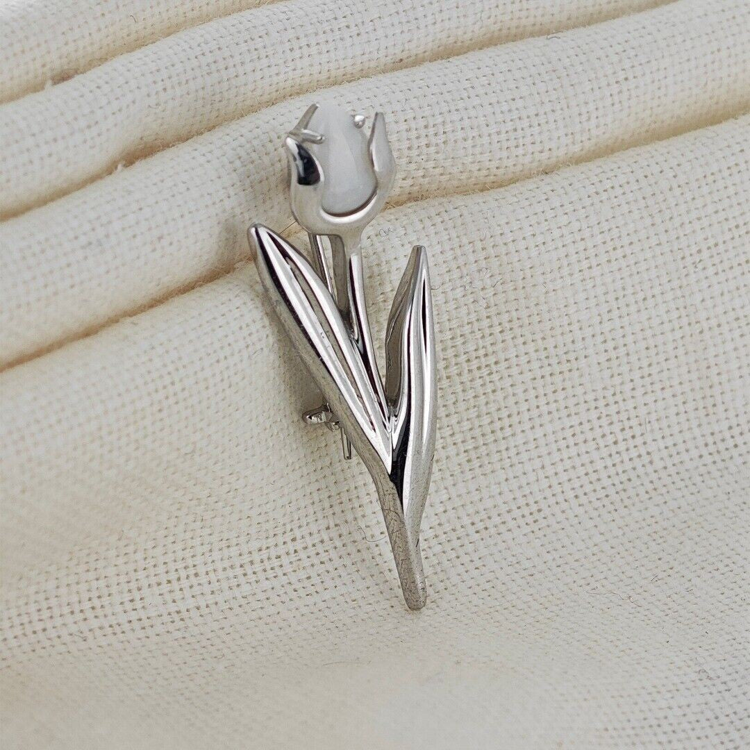 Opal Tulip Brooch in Sterling Silver