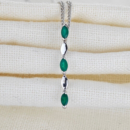 Green Necklace Sterling Silver Infinity Marquise
