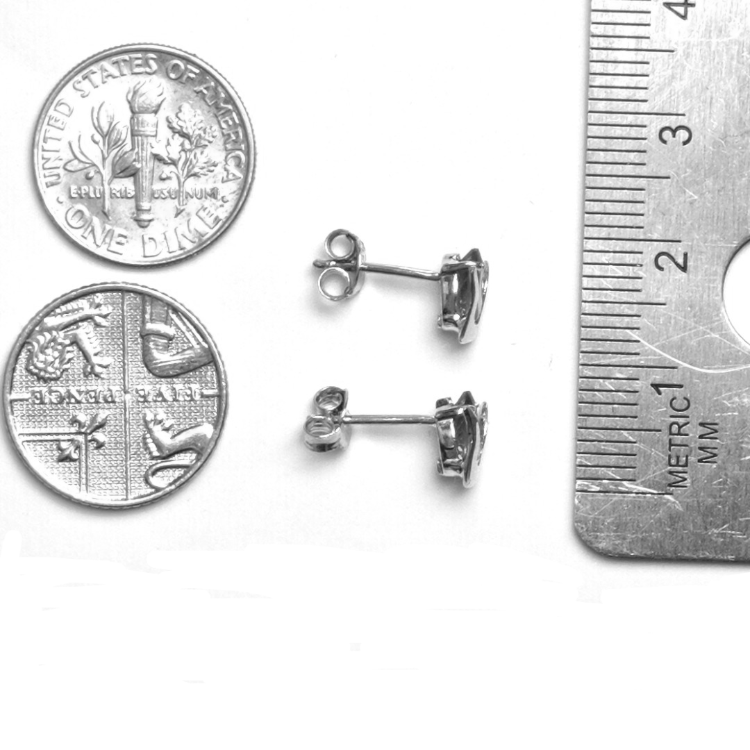 Aquamarine Earrings Sterling Silver Studs Tulip Flower