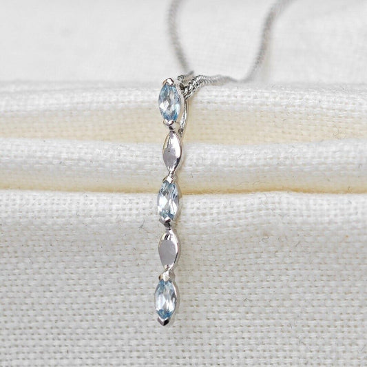 Aquamarine Necklace Sterling Silver Infinity Marquise