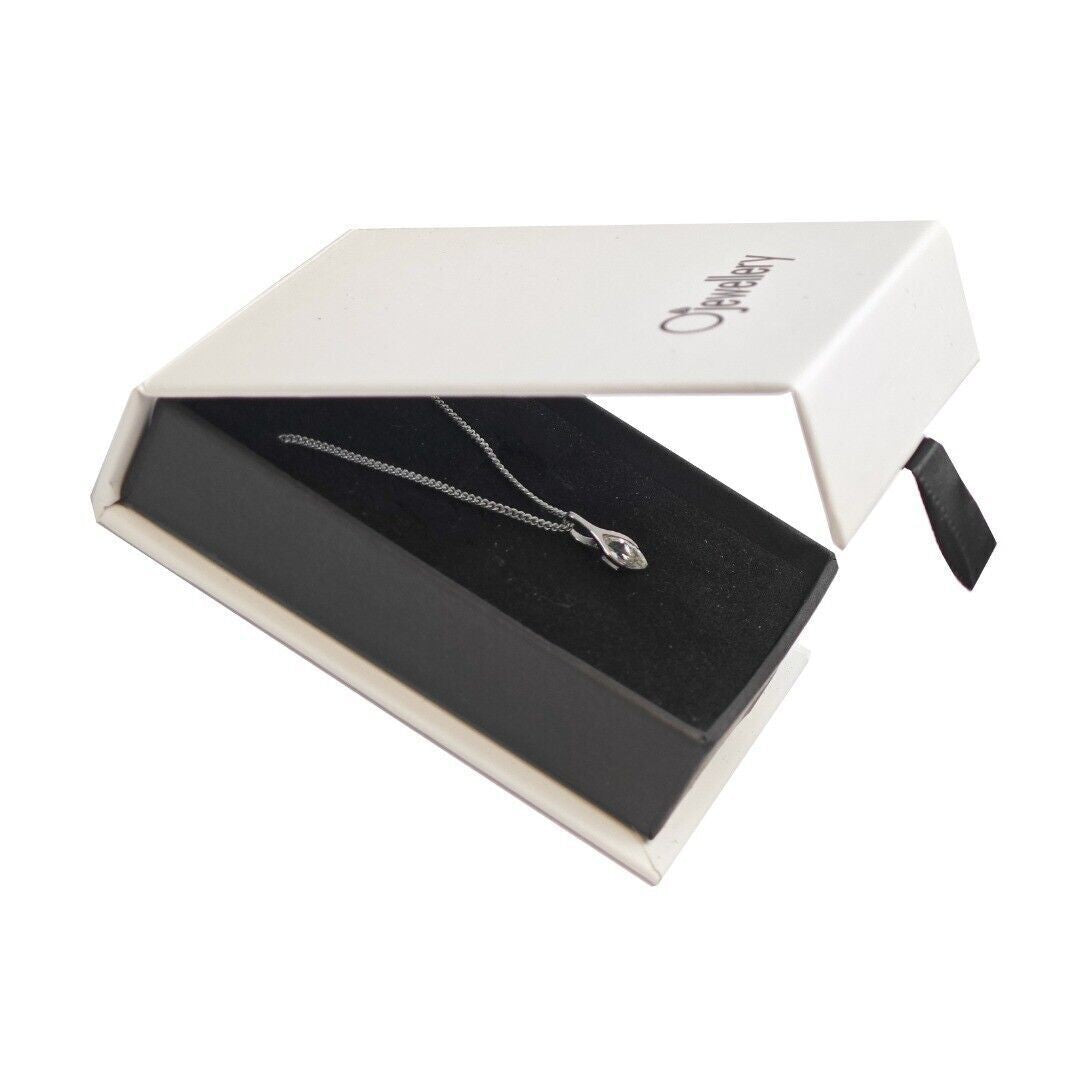 White Topaz Pendant Sterling Silver Minimalist Marquise