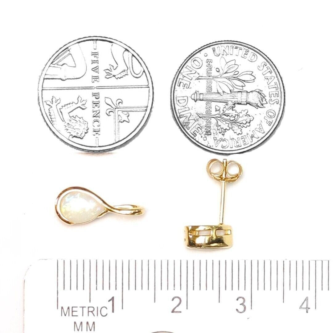 9ct Gold White Opal Stud Earrings