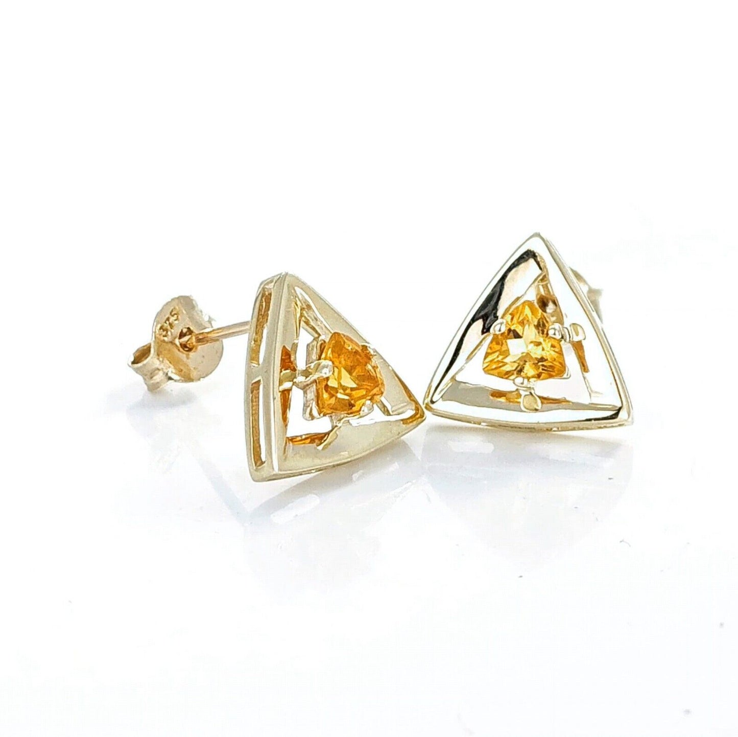 Citrine Earrings 9ct Yellow Gold Studs Studs Trillion