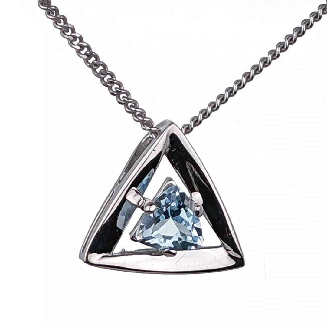 Blue Topaz Trillion Necklace in Sterling Silver