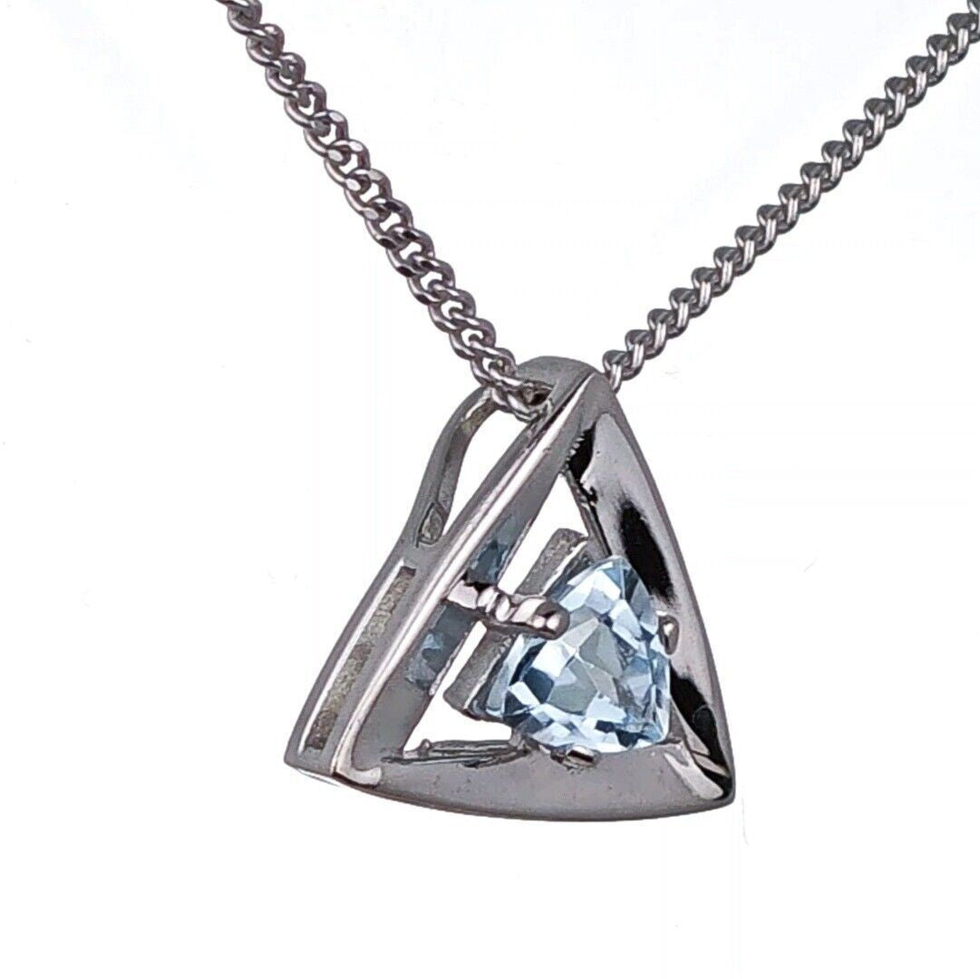 Blue Topaz Trillion Necklace in Sterling Silver