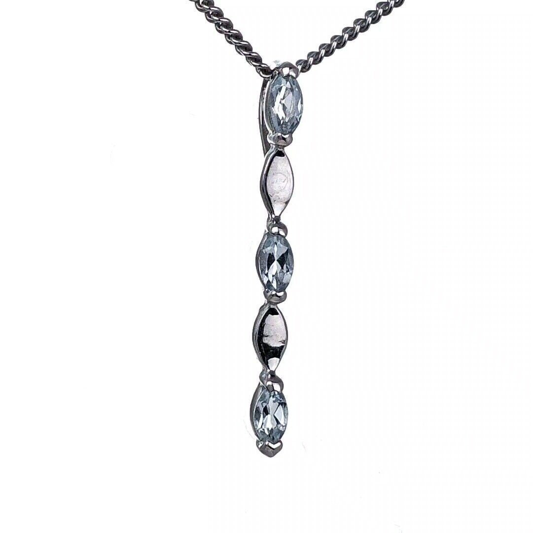 Blue Topaz Pendant Sterling Silver Infinity Marquise