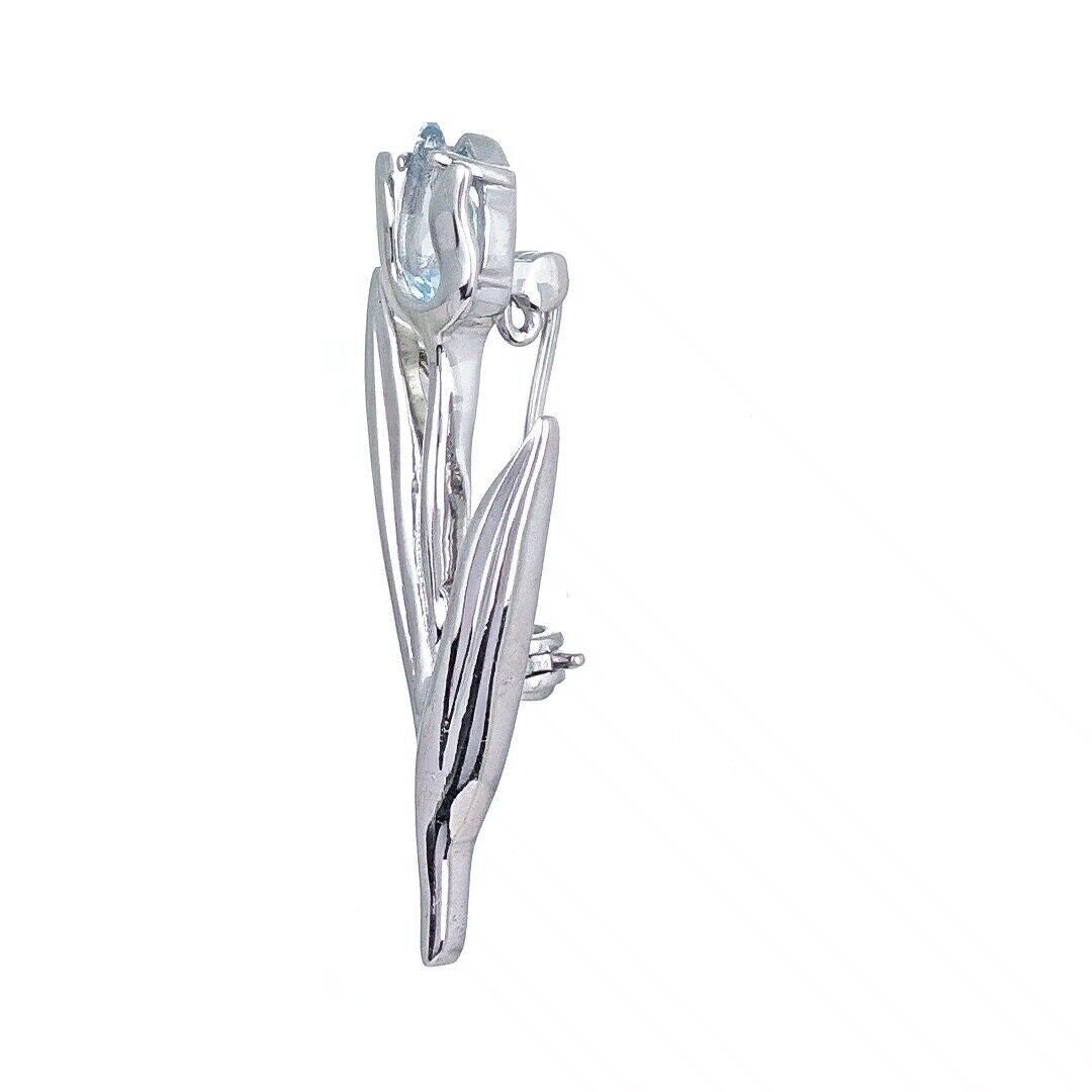 Blue Topaz Tulip Brooch in Sterling Silver