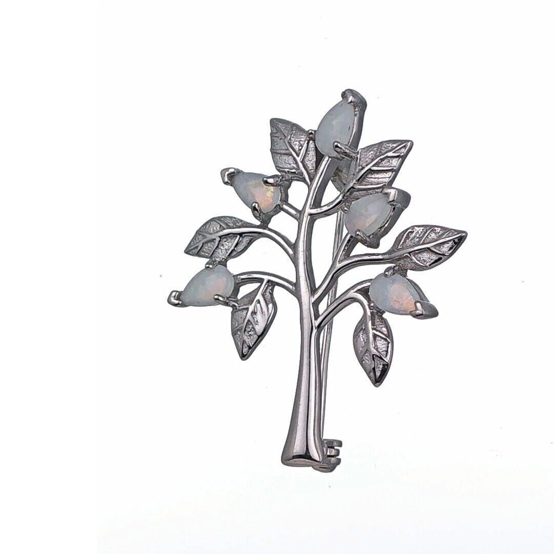 Opal Tree of Life Brooch in Sterling Silver