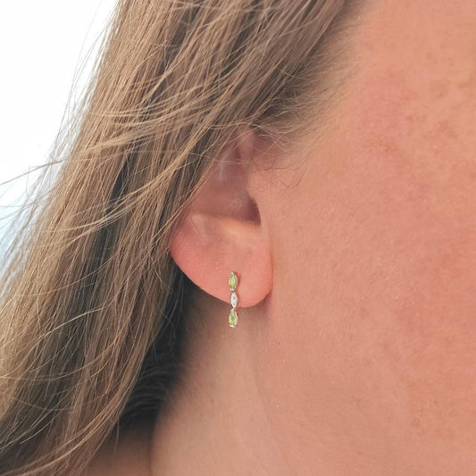 peridot silver stud earrings image 2