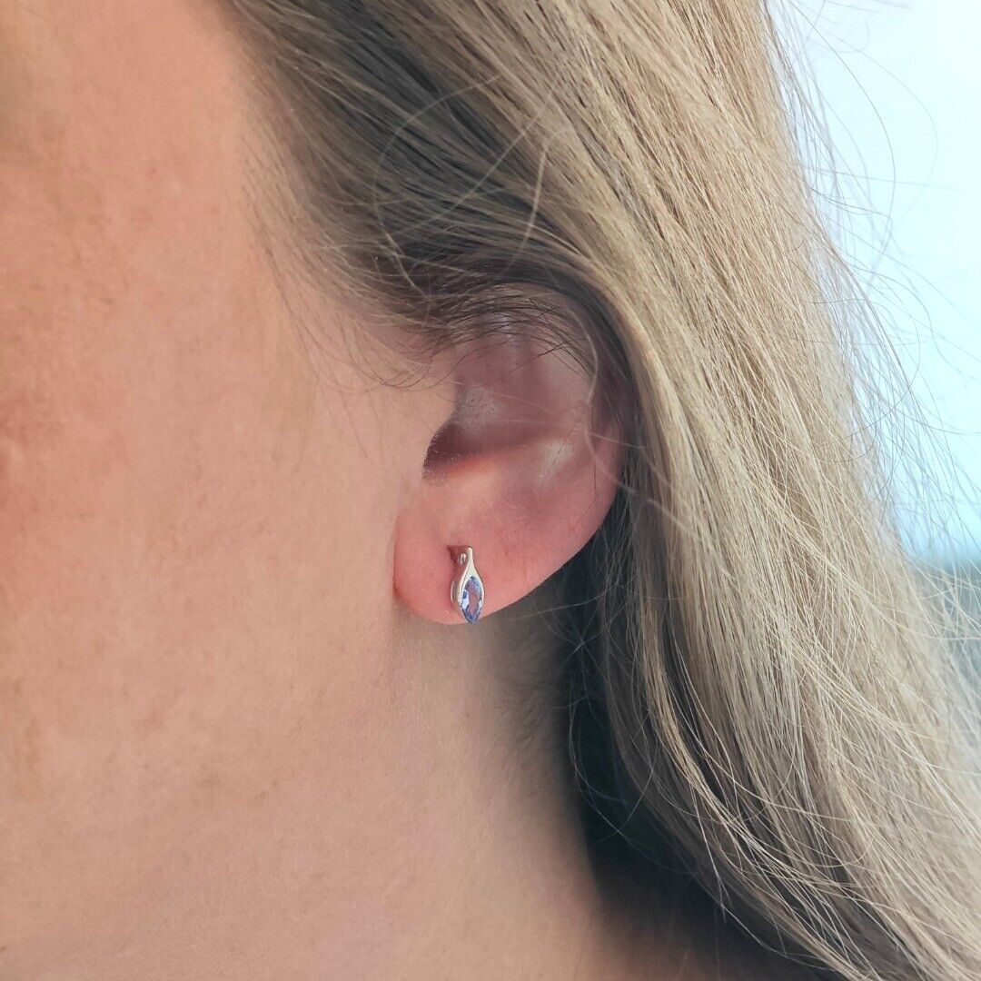Tanzanite Minimalist Marquise Jewellery Set in Sterling Silver