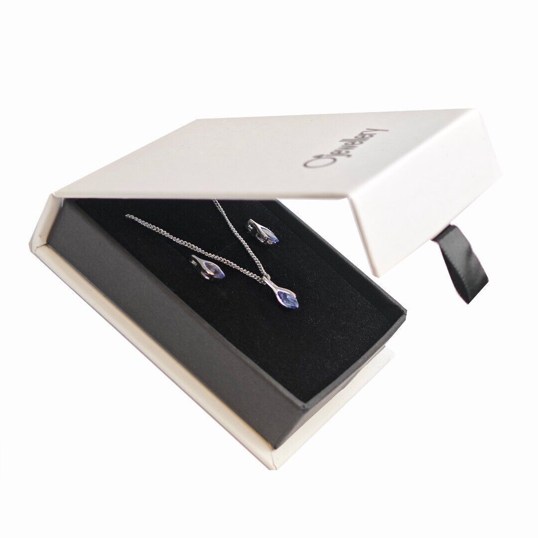 Tanzanite Minimalist Marquise Jewellery Set in Sterling Silver