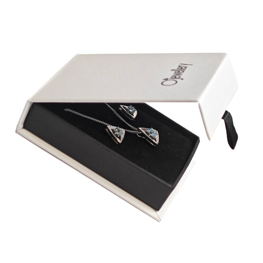 Blue Topaz Trillion Jewellery Set in Sterling Silver