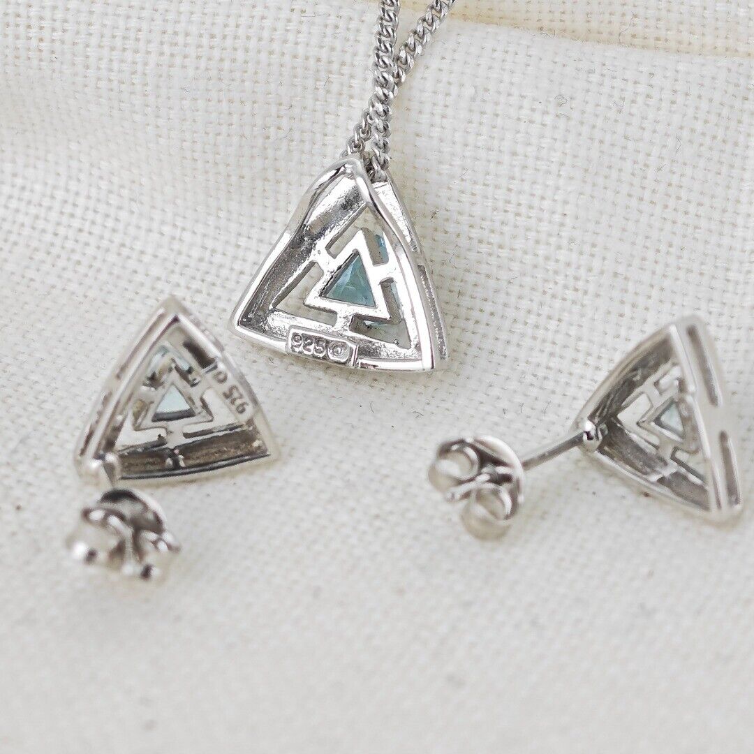 Blue Topaz Trillion Jewellery Set in Sterling Silver