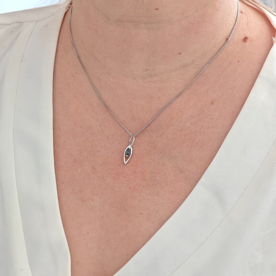 London Blue Topaz Set Earrings Pendant Sterling Silver Marquise Infinity Loop