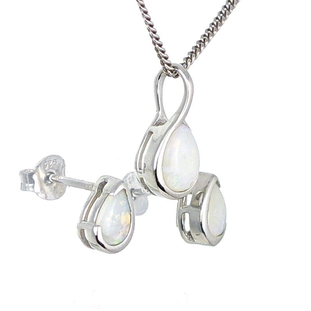 Opal Neckace and Earring Set Eternity Loop