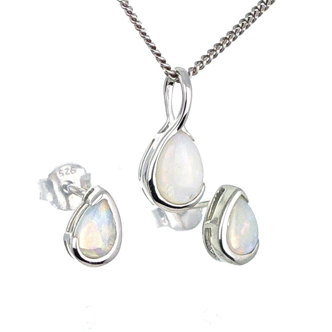 Opal Neckace and Earring Set Eternity Loop