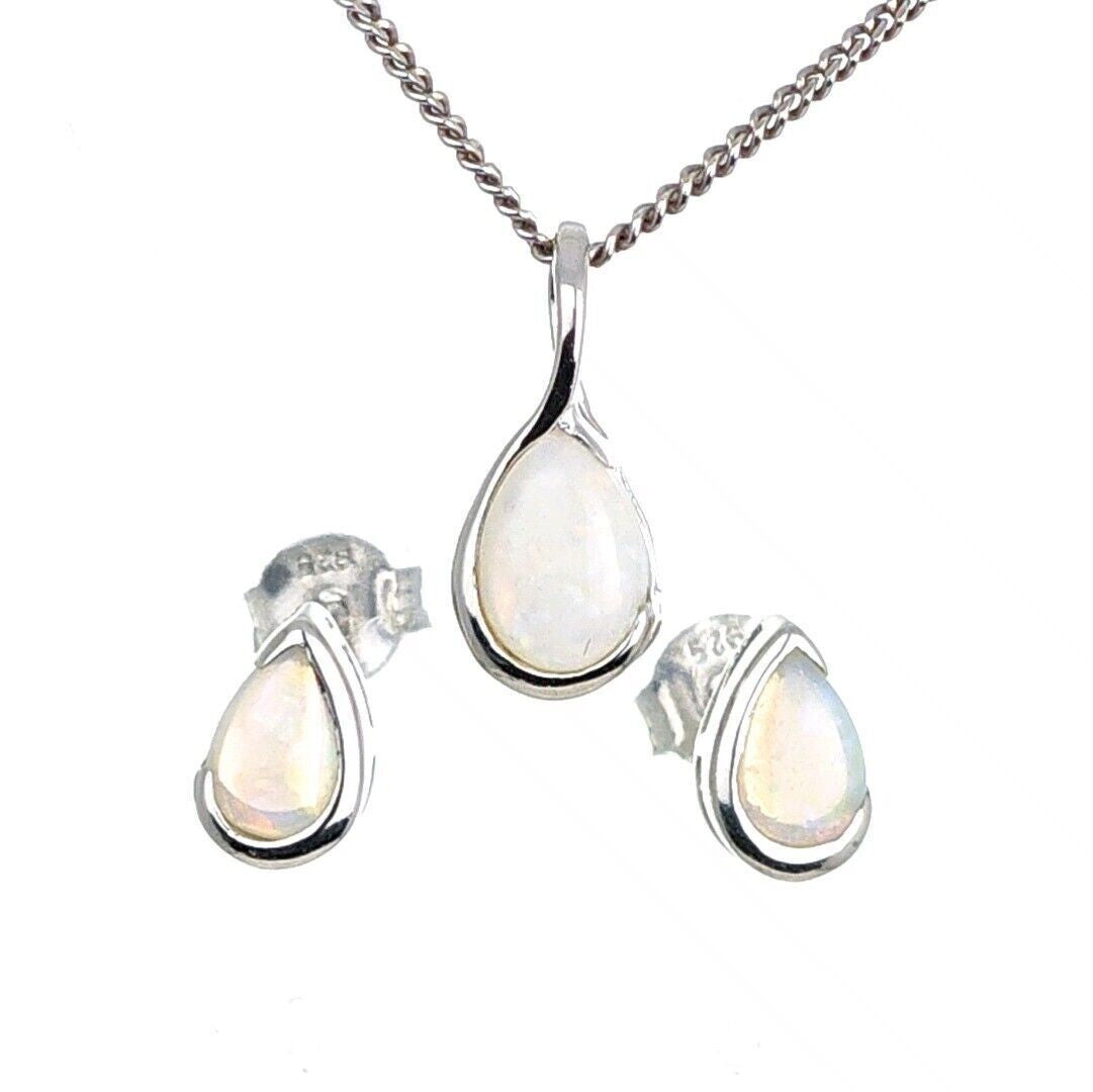 Opal Neckace and Earring Set Eternity Loop