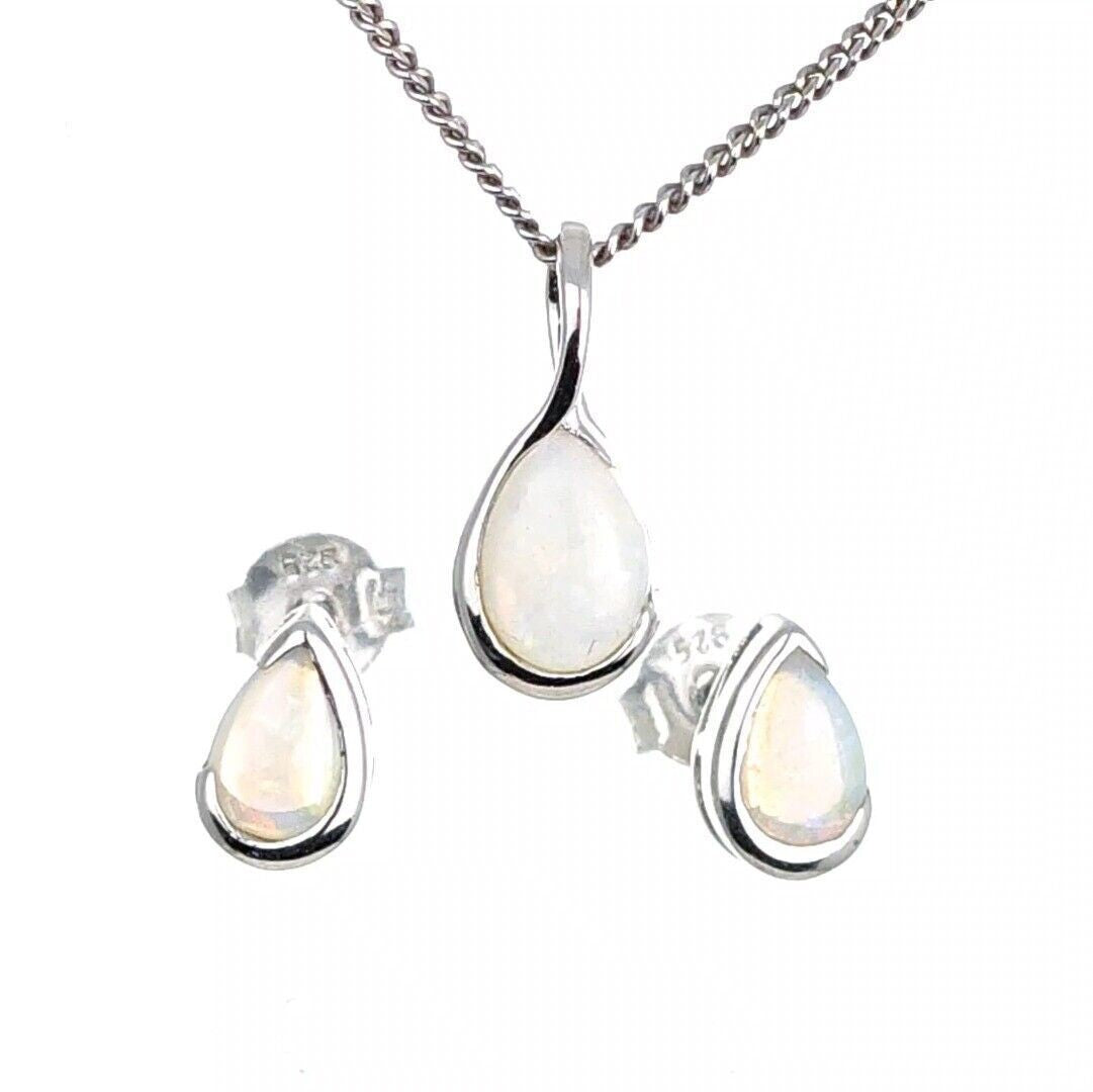 Opal Neckace and Earring Set Eternity Loop