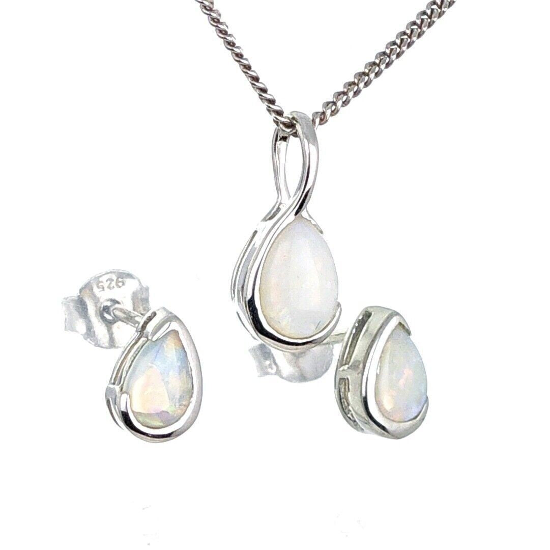 Opal Neckace and Earring Set Eternity Loop