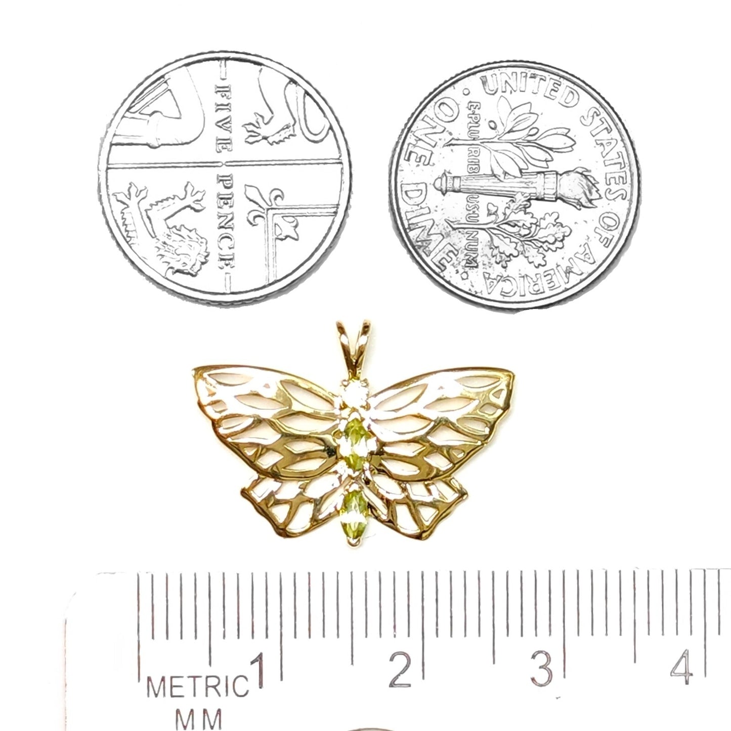 9ct Gold Peridot Butterfly Necklace UK Design Handmade Hallmarked