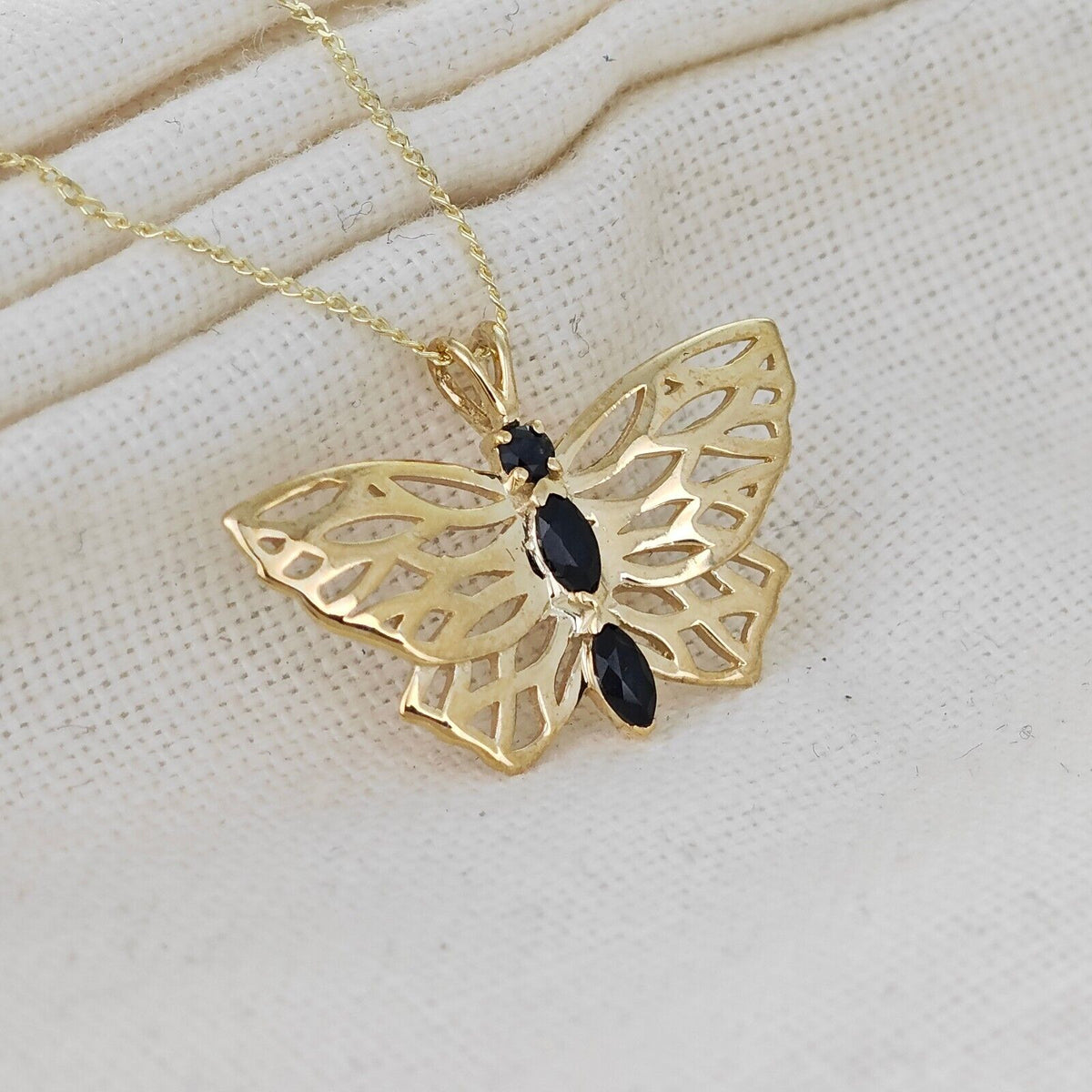 Sapphire Butterfly Necklace in 9ct Gold