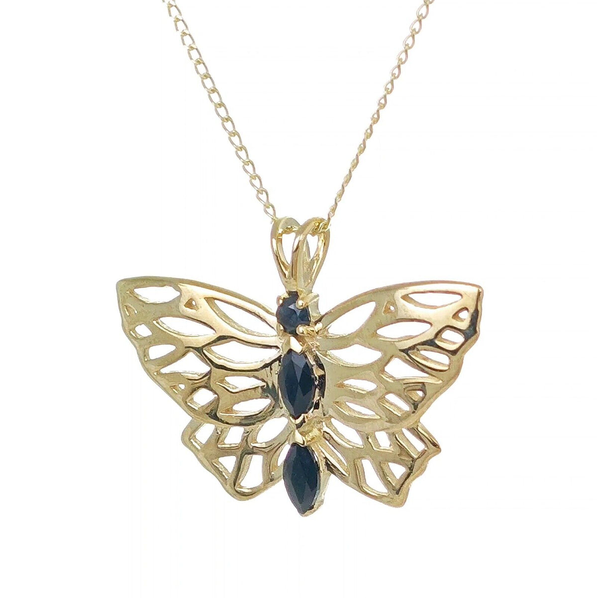 Sapphire Butterfly Necklace in 9ct Gold