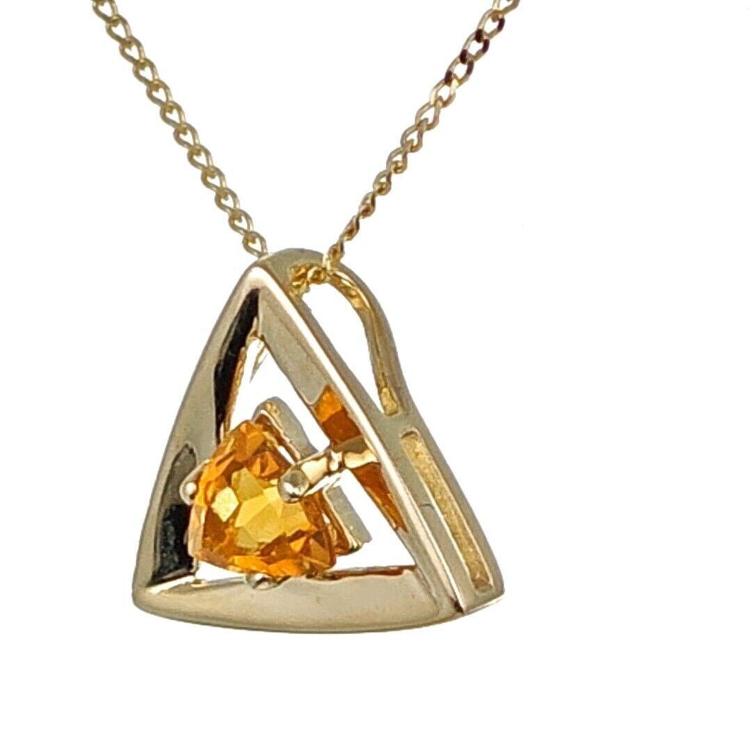 Citrine Trillion Necklace in 9ct Gold