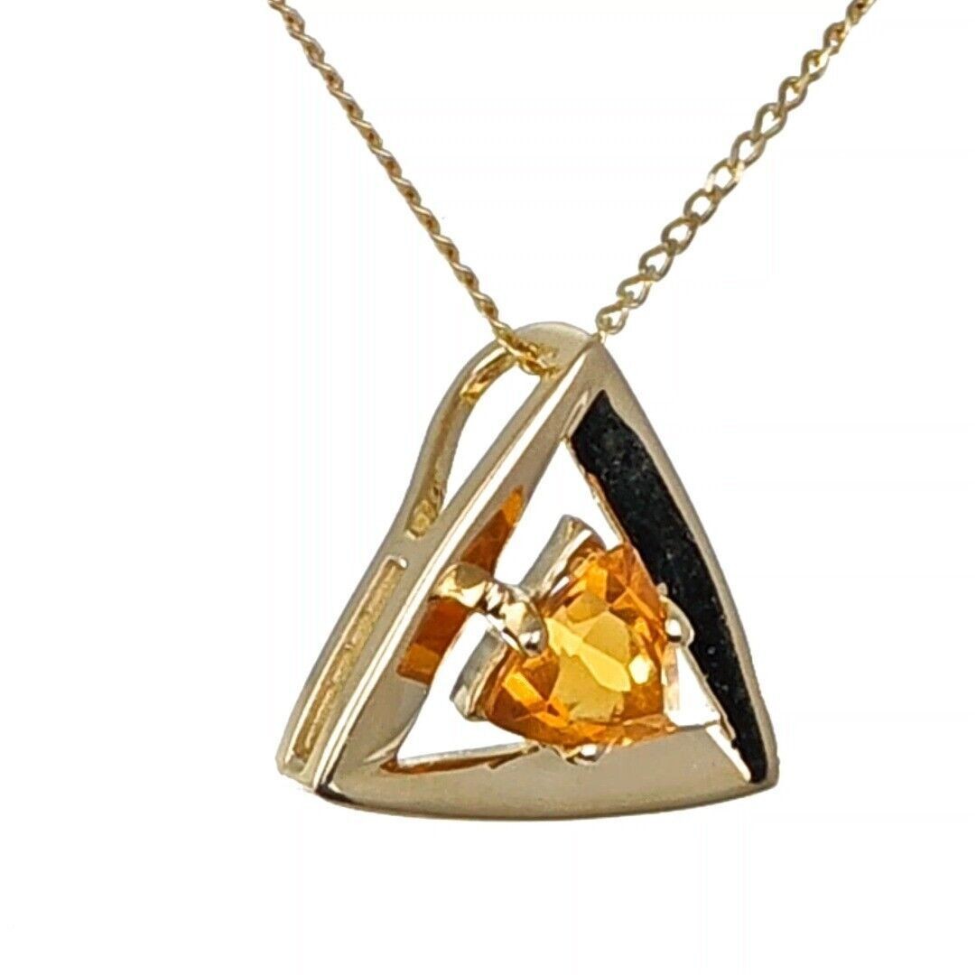 Citrine Trillion Necklace in 9ct Gold