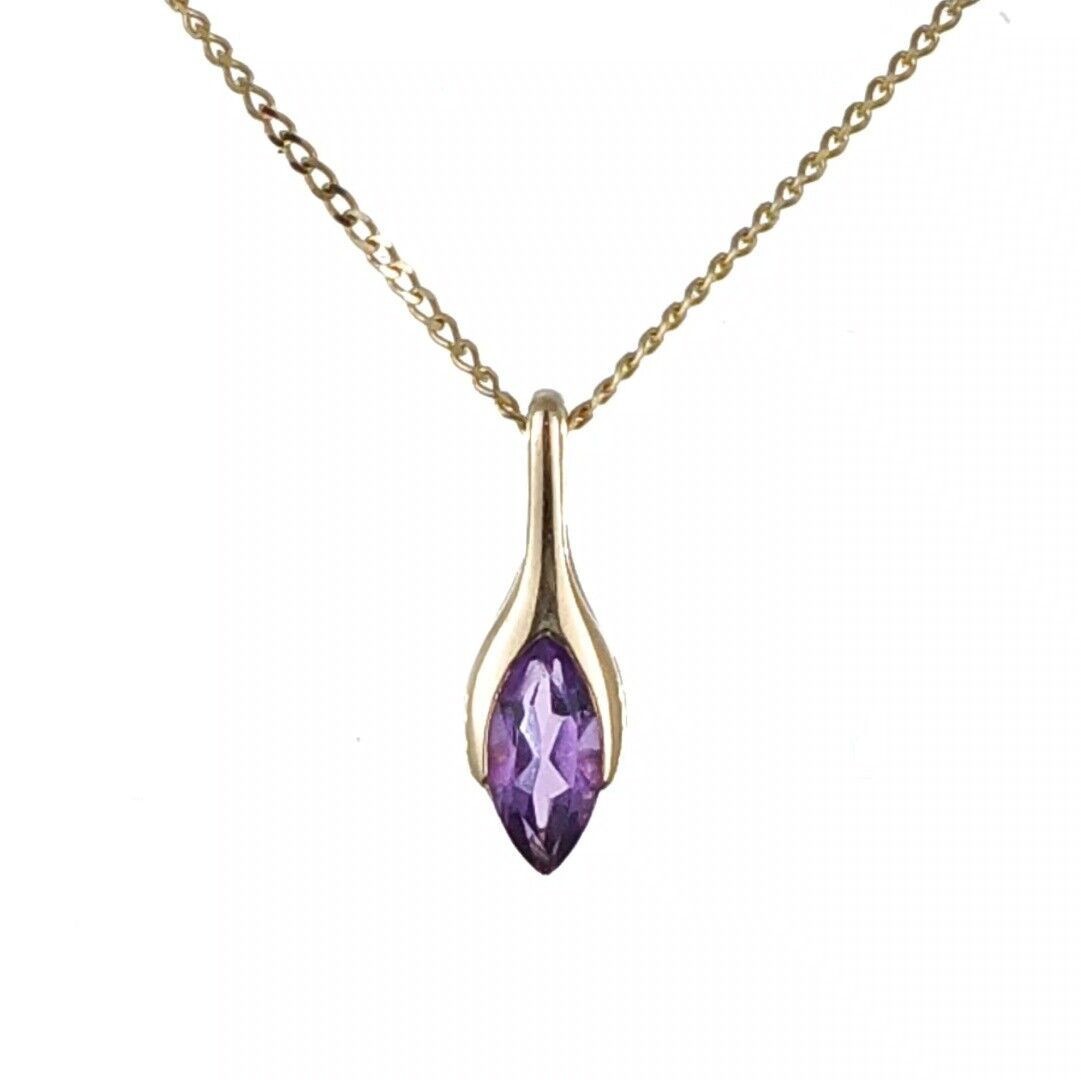 Amethyst Minimalist Marquise Necklace in 9ct Gold