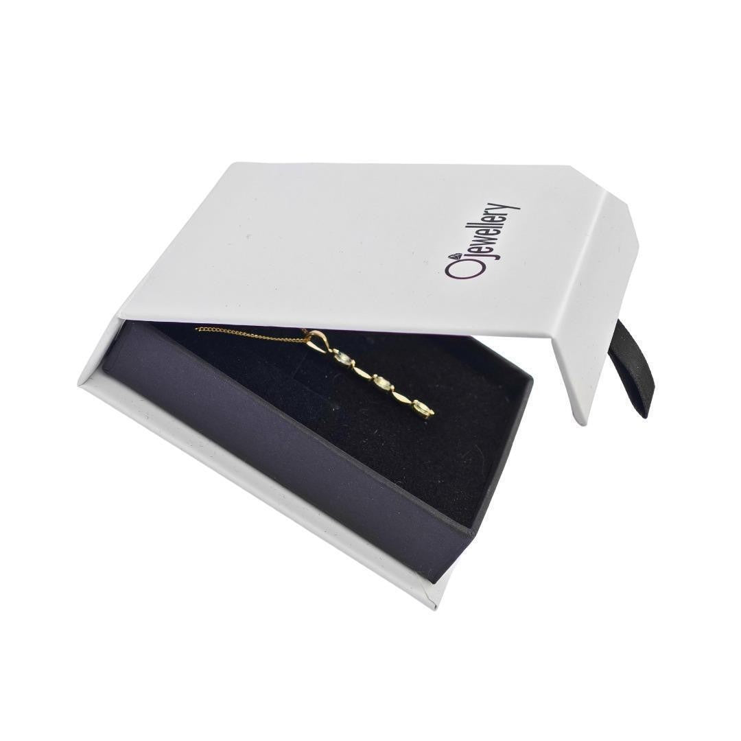 9ct Yellow Gold Blue Topaz Necklace Natural Treated Marquise Gemstones