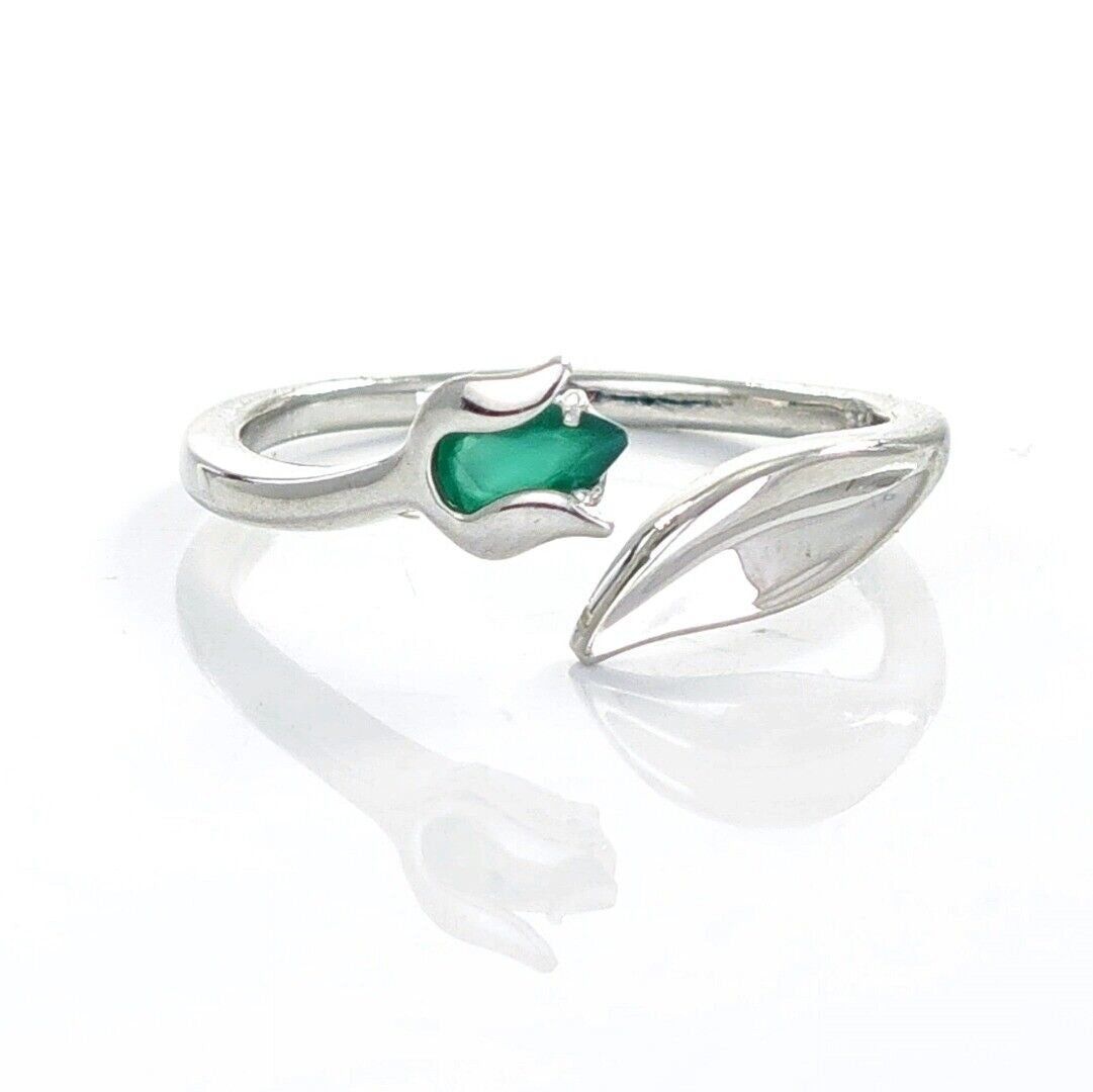 Green Onyx Tulip Flower Ring in Sterling Silver