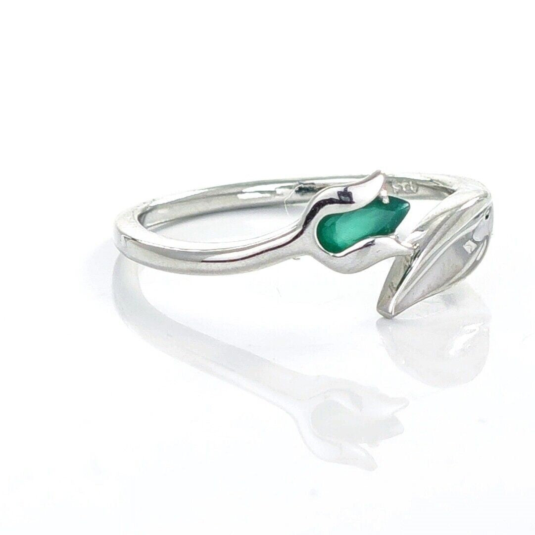Green Onyx Tulip Flower Ring in Sterling Silver