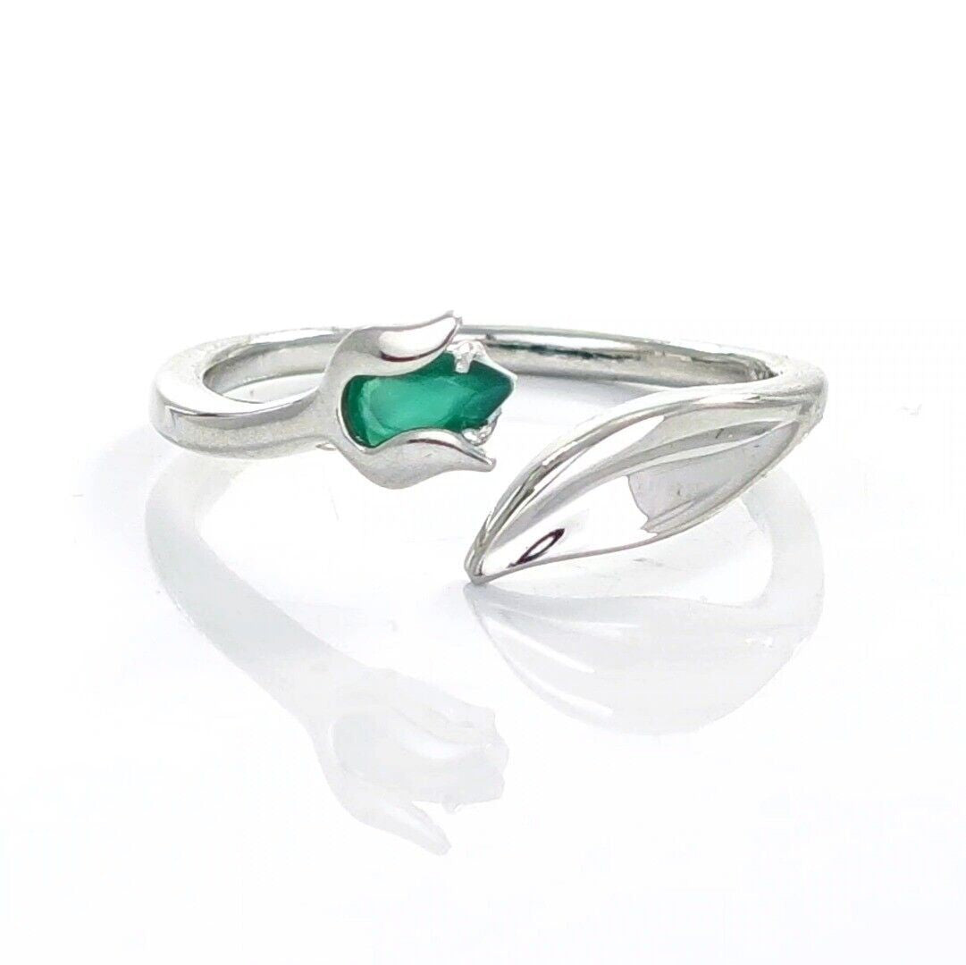Green Onyx Tulip Flower Ring in Sterling Silver