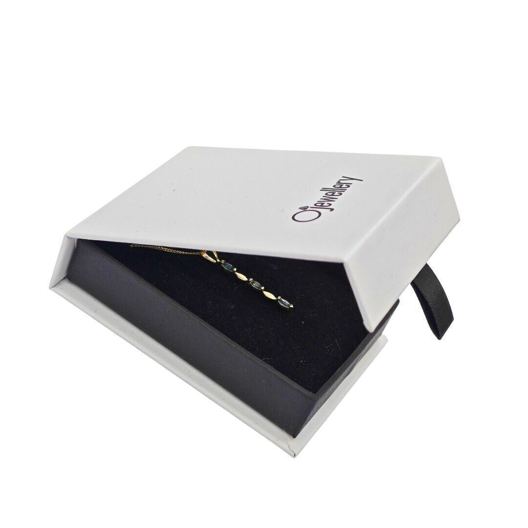9ct Gold Pendant London Blue Topaz Marquise Gemstones