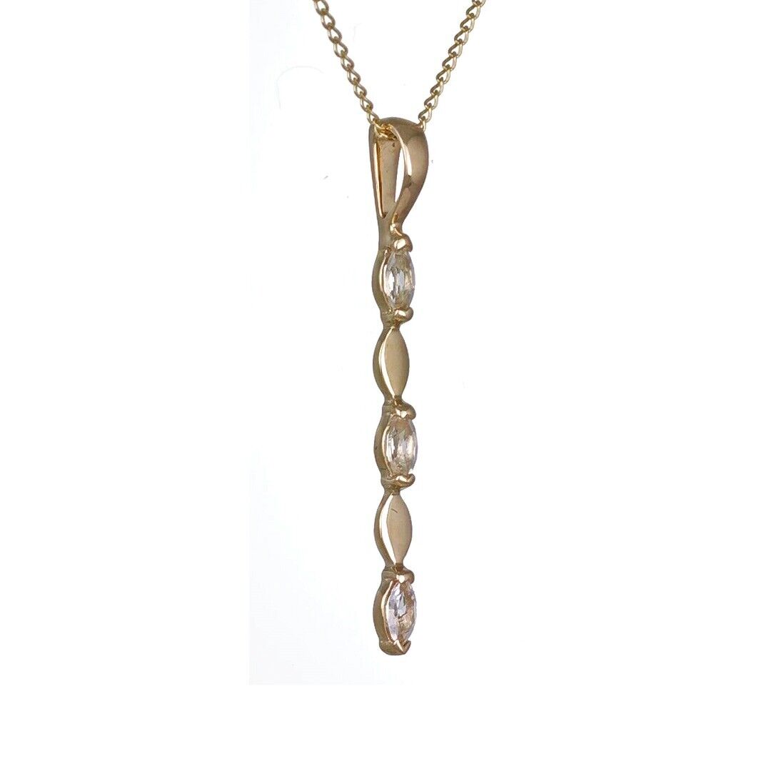 9ct Yellow Gold White Topaz Necklace Infinity Marquise