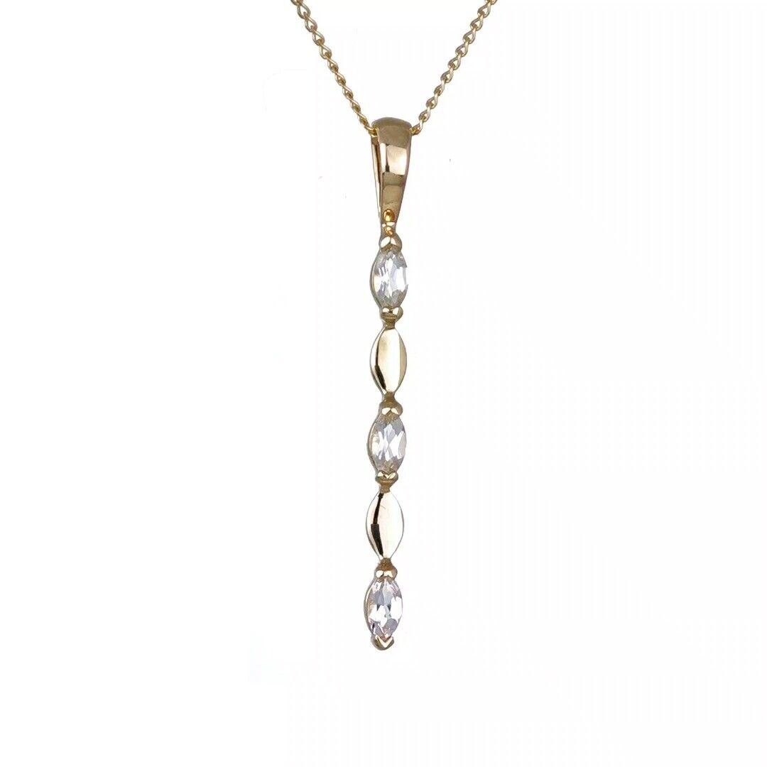 9ct Yellow Gold White Topaz Necklace Infinity Marquise