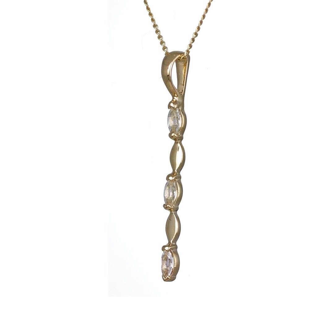 9ct Yellow Gold White Topaz Necklace Infinity Marquise