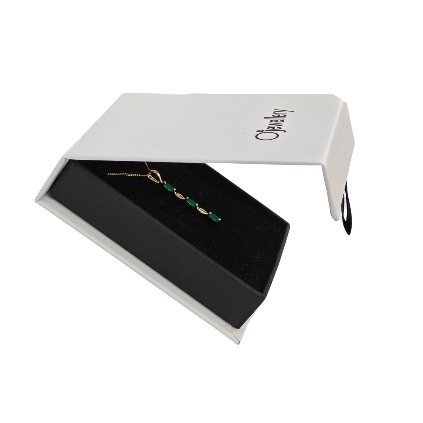 9ct Yellow Gold Green Onyx Necklace Natural Marquise Gemstones