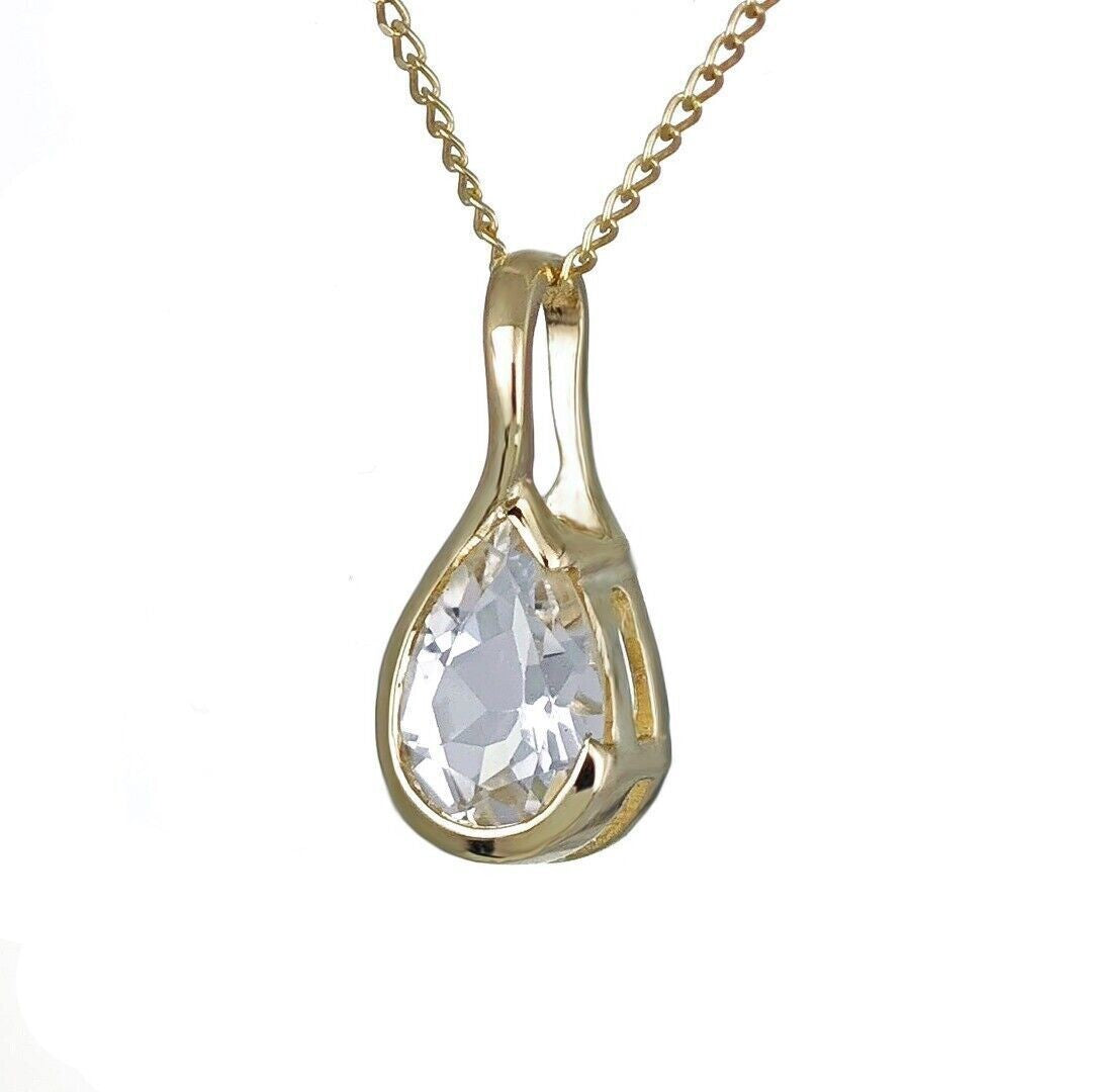 9ct Yellow Gold Topaz Necklace Infinity Loop Natural Gemstone Handmade